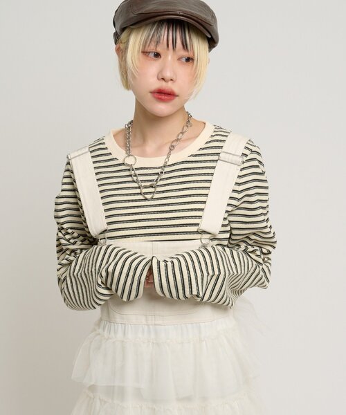 w closet（ダブルクローゼット）の「ワッフルボーダープルオーバー（Tシャツ/カットソー・レディース・ピンク/グリーン/ブラック・FREE）」の9枚目の写真