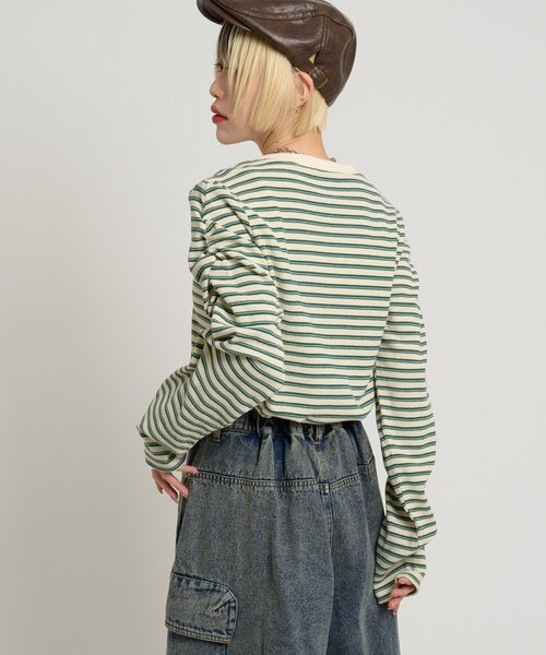 w closet（ダブルクローゼット）の「ワッフルボーダープルオーバー（Tシャツ/カットソー・レディース・ピンク/グリーン/ブラック・FREE）」の17枚目の写真