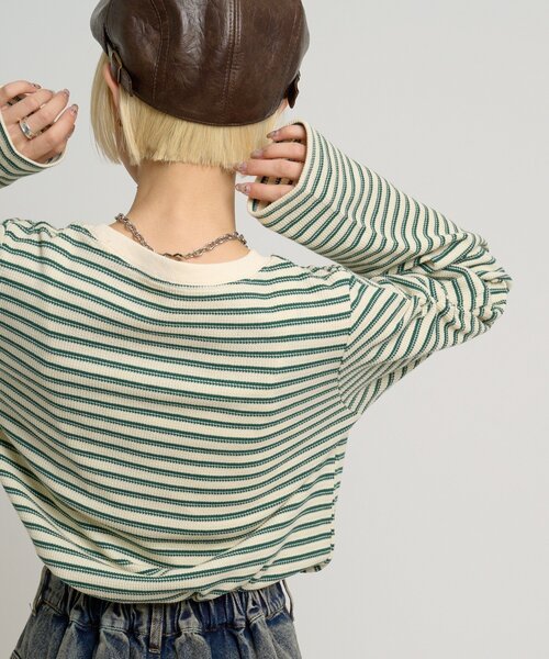 w closet（ダブルクローゼット）の「ワッフルボーダープルオーバー（Tシャツ/カットソー・レディース・ピンク/グリーン/ブラック・FREE）」の20枚目の写真