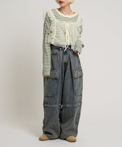 w closet（ダブルクローゼット）の「ワッフルボーダープルオーバー（Tシャツ/カットソー・レディース・ピンク/グリーン/ブラック・FREE）」の21枚目の写真