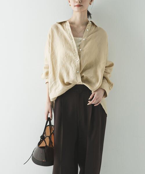 URBAN RESEARCH（アーバンリサーチ）の「リネン2WAYシャツ（シャツ/ブラウス・レディース・ベージュ/ブルー系その他/ホワイト/ブラウン/ピンク系その他・FREE）」の4枚目の写真