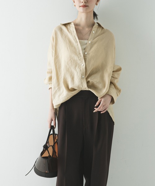 URBAN RESEARCH（アーバンリサーチ）の「リネン2WAYシャツ（シャツ/ブラウス・レディース・ベージュ/ブルー系その他/ホワイト/ブラウン/ピンク系その他・FREE）」の4枚目の写真