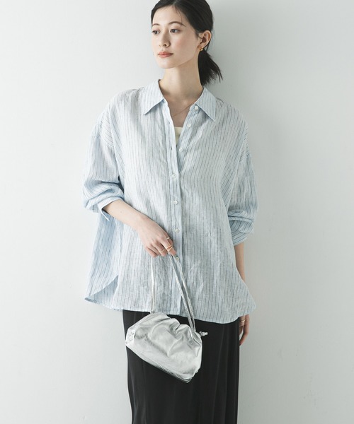 URBAN RESEARCH（アーバンリサーチ）の「リネン2WAYシャツ（シャツ/ブラウス・レディース・ベージュ/ブルー系その他/ホワイト/ブラウン/ピンク系その他・FREE）」の5枚目の写真