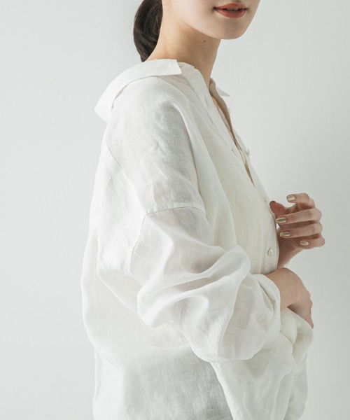 URBAN RESEARCH（アーバンリサーチ）の「リネン2WAYシャツ（シャツ/ブラウス・レディース・ベージュ/ブルー系その他/ホワイト/ブラウン/ピンク系その他・FREE）」の7枚目の写真