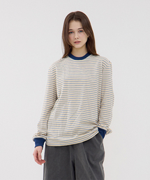 LEVHEARTED（レブハティッド）の「リトミコストライプ長袖Tシャツ - ベージュ（Tシャツ/カットソー）」
