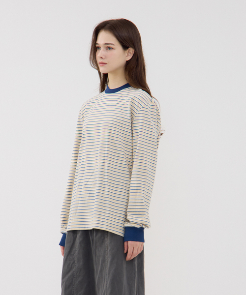LEVHEARTED（レブハティッド）の「リトミコストライプ長袖Tシャツ - ベージュ（Tシャツ/カットソー・レディース・Beige・01(36)/02(38)）」の2枚目の写真