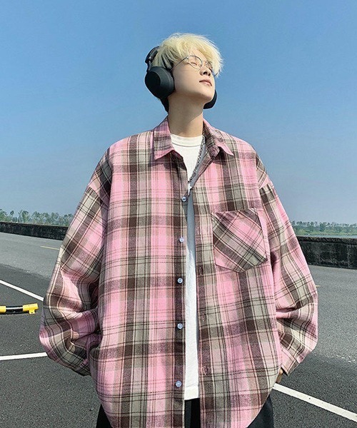 Ressaca(レサーカ)の「オーバーサイズチェック柄シャツ(シャツ/ブラウス・メンズ・ブラック/ピンク/ブルー・L/M)」の9枚目の写真