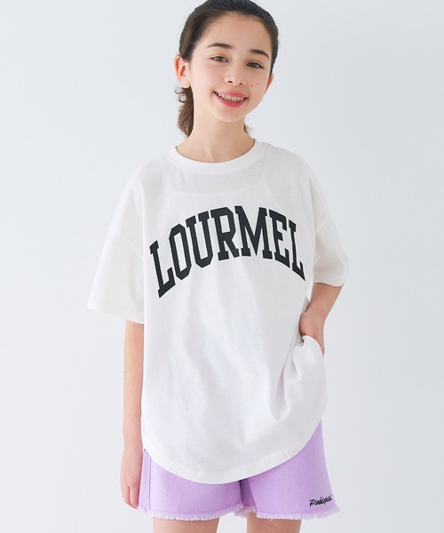 coca(coca)(コカ)の「キッズ 親子お揃いテールカットカレッジビッグTシャツ(Tシャツ/カットソー・キッズ・ライトグレー/ホワイト/ブラック/ライトブルー/B/ブルー/A/チャコール・120/130/140/150)」の2枚目の写真
