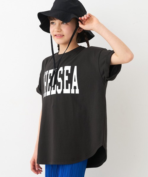 coca(coca)(コカ)の「キッズ 親子お揃いテールカットカレッジビッグTシャツ(Tシャツ/カットソー・キッズ・ライトグレー/ホワイト/ブラック/ライトブルー/B/ブルー/A/チャコール・120/130/140/150)」の4枚目の写真