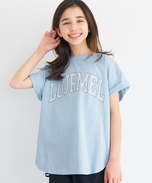 coca(coca)(コカ)の「キッズ 親子お揃いテールカットカレッジビッグTシャツ(Tシャツ/カットソー・キッズ・ライトグレー/ホワイト/ブラック/ライトブルー/B/ブルー/A/チャコール・120/130/140/150)」の5枚目の写真