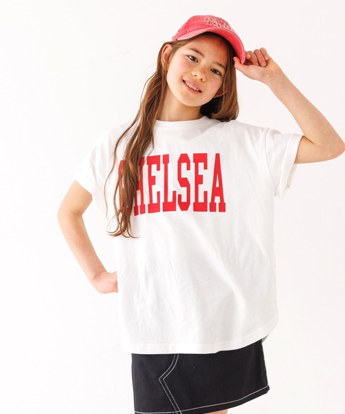coca(coca)(コカ)の「キッズ 親子お揃いテールカットカレッジビッグTシャツ(Tシャツ/カットソー・キッズ・ライトグレー/ホワイト/ブラック/ライトブルー/B/ブルー/A/チャコール・120/130/140/150)」の9枚目の写真