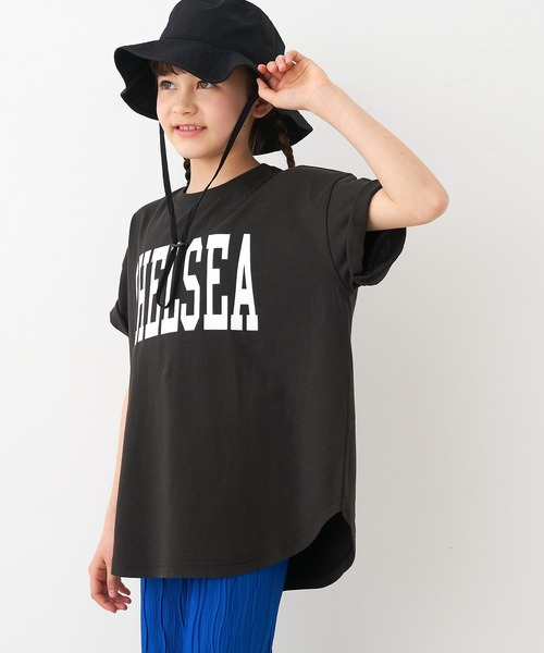 coca(coca)(コカ)の「キッズ 親子お揃いテールカットカレッジビッグTシャツ(Tシャツ/カットソー・キッズ・ライトグレー/ホワイト/ブラック/ライトブルー/B/ブルー/A/チャコール・120/130/140/150)」の12枚目の写真