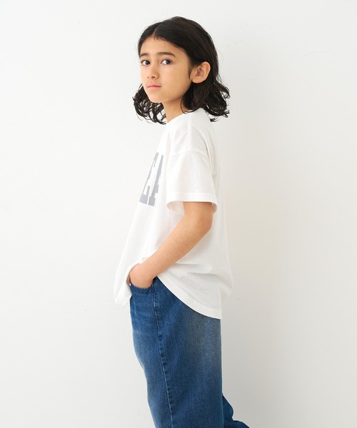 coca(coca)(コカ)の「キッズ 親子お揃いテールカットカレッジビッグTシャツ(Tシャツ/カットソー・キッズ・ライトグレー/ホワイト/ブラック/ライトブルー/B/ブルー/A/チャコール・120/130/140/150)」の15枚目の写真