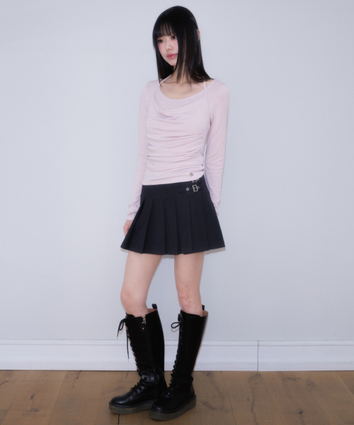 ROSEFRANTZ（ロゼフランツ）の「Double Buckle Pleat Mini Skirt [Charcoal]（スカート・レディース・チャコールグレー・SMALL/MEDIUM）」の12枚目の写真