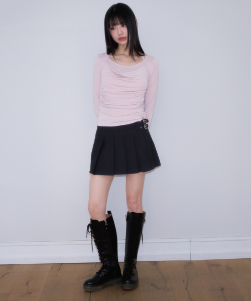 ROSEFRANTZ（ロゼフランツ）の「Double Buckle Pleat Mini Skirt [Charcoal]（スカート・レディース・チャコールグレー・SMALL/MEDIUM）」の13枚目の写真