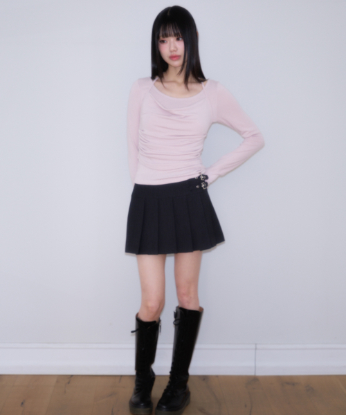 ROSEFRANTZ（ロゼフランツ）の「Double Buckle Pleat Mini Skirt [Charcoal]（スカート・レディース・チャコールグレー・SMALL/MEDIUM）」の14枚目の写真