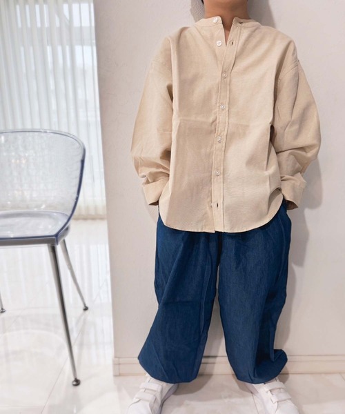 SHISKY(シスキー)の「無地レギュラー バンドカラー オーバーシャツ(914-02)(シャツ/ブラウス・キッズ・ベージュ系その他/ホワイト系その他/グレー系その他/グリーン系その他・120/110/160/150/140/130)」の15枚目の写真