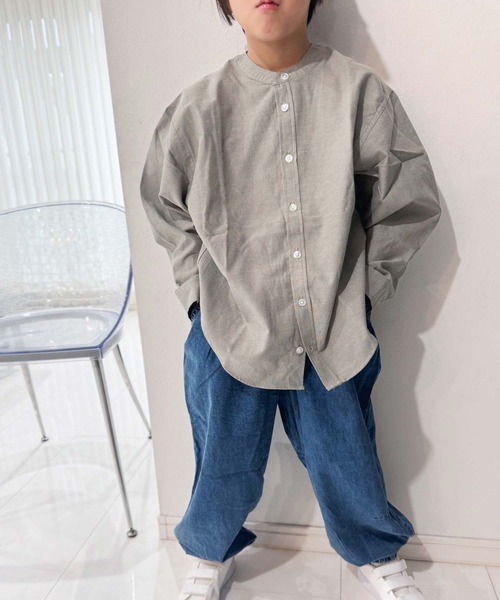 SHISKY(シスキー)の「無地レギュラー バンドカラー オーバーシャツ(914-02)(シャツ/ブラウス・キッズ・ベージュ系その他/ホワイト系その他/グレー系その他/グリーン系その他・120/110/160/150/140/130)」の16枚目の写真