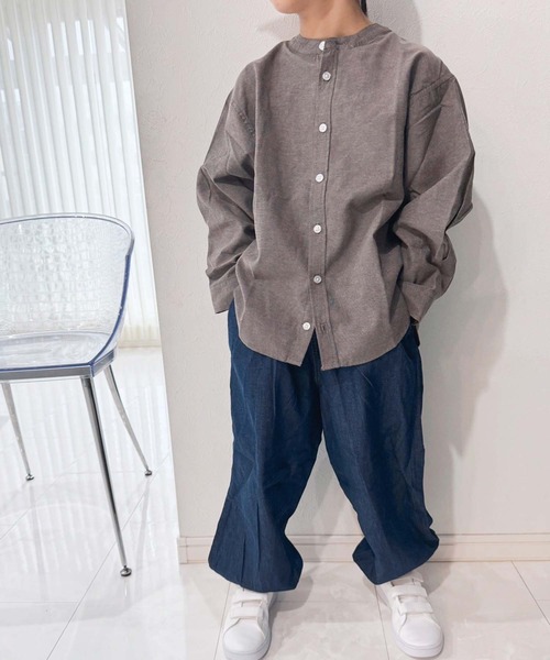 SHISKY(シスキー)の「無地レギュラー バンドカラー オーバーシャツ(914-02)(シャツ/ブラウス・キッズ・ベージュ系その他/ホワイト系その他/グレー系その他/グリーン系その他・120/110/160/150/140/130)」の17枚目の写真