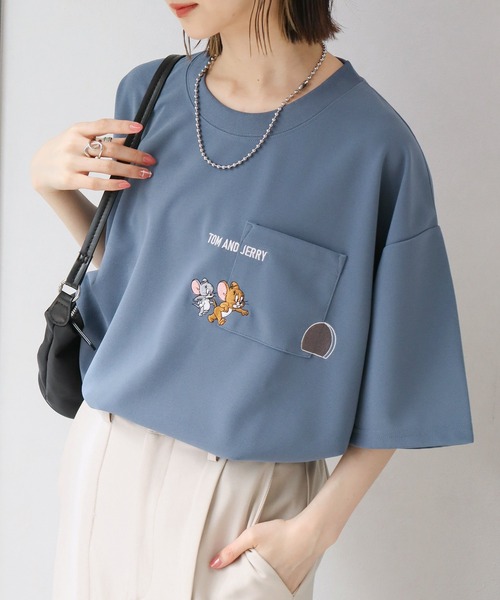 Tom&Jerry(トムアンドジェリー)の「【Tom & Jerry/トム & ジェリー】アムンゼン ポケット付き ロゴ 半袖Tシャツ(Tシャツ/カットソー・メンズ・ダークブルー/スミクロ/ライトグレー/ホワイト・M/L/LL)」の2枚目の写真