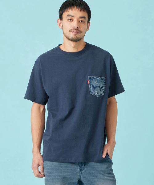 EDWIN(エドウィン)の「EDWIN エドウィン デニムポケット Tシャツ 半袖(Tシャツ/カットソー・メンズ・ネイビー/ブルー/アイボリー/ブラック・MEDIUM/LARGE/X-LARGE)」の1枚目の写真