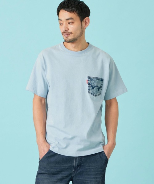 EDWIN(エドウィン)の「EDWIN エドウィン デニムポケット Tシャツ 半袖(Tシャツ/カットソー・メンズ・ネイビー/ブルー/アイボリー/ブラック・MEDIUM/LARGE/X-LARGE)」の4枚目の写真
