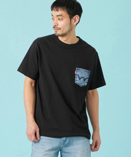 EDWIN(エドウィン)の「EDWIN エドウィン デニムポケット Tシャツ 半袖(Tシャツ/カットソー・メンズ・ネイビー/ブルー/アイボリー/ブラック・MEDIUM/LARGE/X-LARGE)」の3枚目の写真