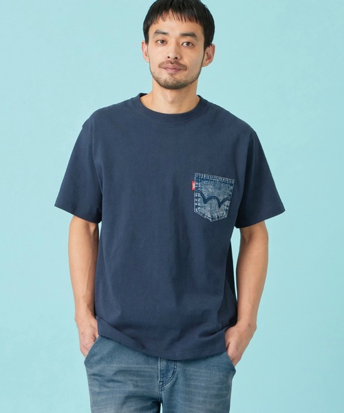 EDWIN(エドウィン)の「EDWIN エドウィン デニムポケット Tシャツ 半袖(Tシャツ/カットソー・メンズ・ネイビー/ブルー/アイボリー/ブラック・MEDIUM/LARGE/X-LARGE)」の5枚目の写真