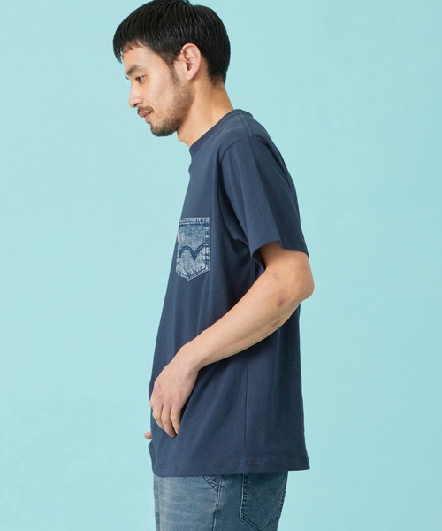 EDWIN(エドウィン)の「EDWIN エドウィン デニムポケット Tシャツ 半袖(Tシャツ/カットソー・メンズ・ネイビー/ブルー/アイボリー/ブラック・MEDIUM/LARGE/X-LARGE)」の6枚目の写真