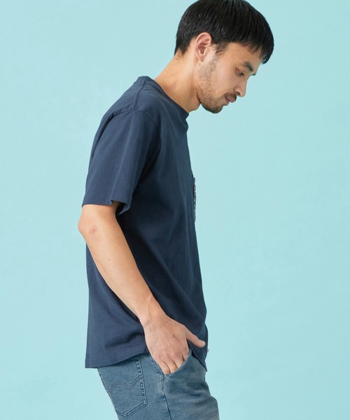 EDWIN(エドウィン)の「EDWIN エドウィン デニムポケット Tシャツ 半袖(Tシャツ/カットソー・メンズ・ネイビー/ブルー/アイボリー/ブラック・MEDIUM/LARGE/X-LARGE)」の7枚目の写真
