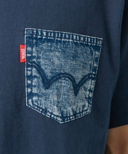 EDWIN(エドウィン)の「EDWIN エドウィン デニムポケット Tシャツ 半袖(Tシャツ/カットソー・メンズ・ネイビー/ブルー/アイボリー/ブラック・MEDIUM/LARGE/X-LARGE)」の9枚目の写真