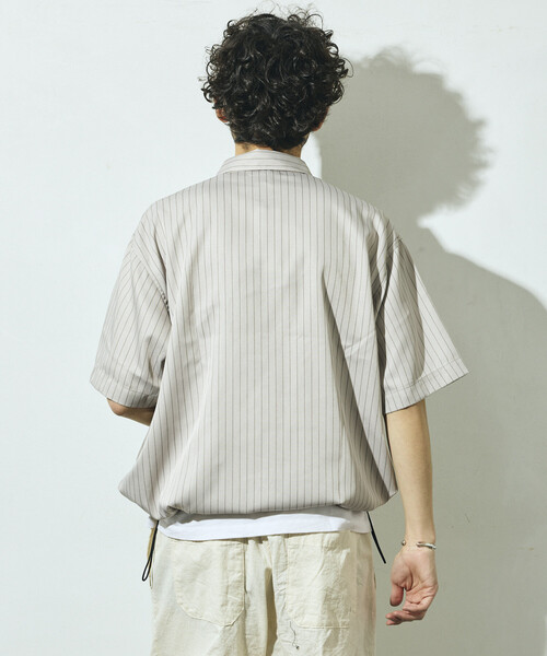 Firsthand(ファーストハンド)の「Firsthand/ファーストハンド スピンドル ストライプ ショートスリーブ シャツ / セットアップ対応(シャツ/ブラウス・メンズ・ブラック/ベージュ/グレー・LARGE/MEDIUM)」の13枚目の写真