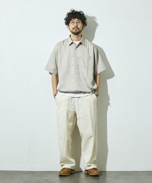 Firsthand(ファーストハンド)の「Firsthand/ファーストハンド スピンドル ストライプ ショートスリーブ シャツ / セットアップ対応(シャツ/ブラウス・メンズ・ブラック/ベージュ/グレー・LARGE/MEDIUM)」の17枚目の写真