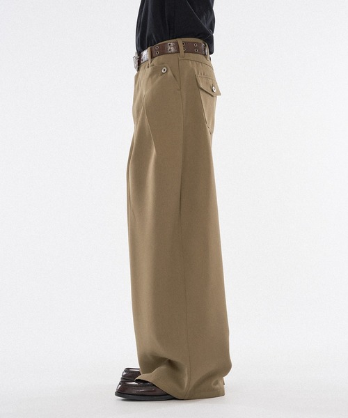 WISH FOR EVER(ウィッシュフォーエバー)の「CROSS TUCK WIDE SLACKS / クロスタックワイドスラックス(スラックス・メンズ・チャコールグレー/ベージュ/ブラウン・MEDIUM/SMALL/LARGE)」の22枚目の写真