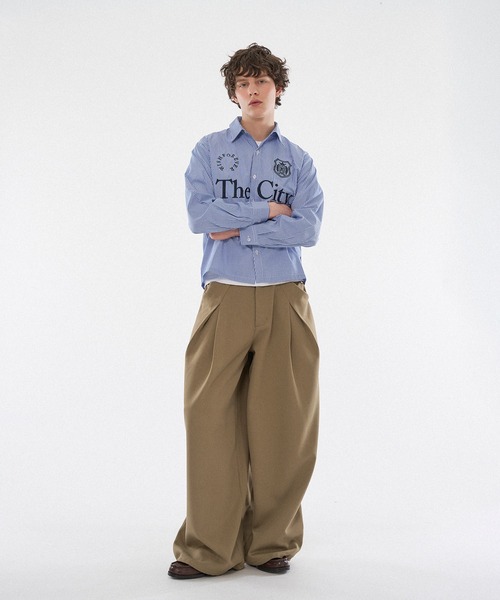 WISH FOR EVER(ウィッシュフォーエバー)の「CROSS TUCK WIDE SLACKS / クロスタックワイドスラックス(スラックス・メンズ・チャコールグレー/ベージュ/ブラウン・MEDIUM/SMALL/LARGE)」の15枚目の写真