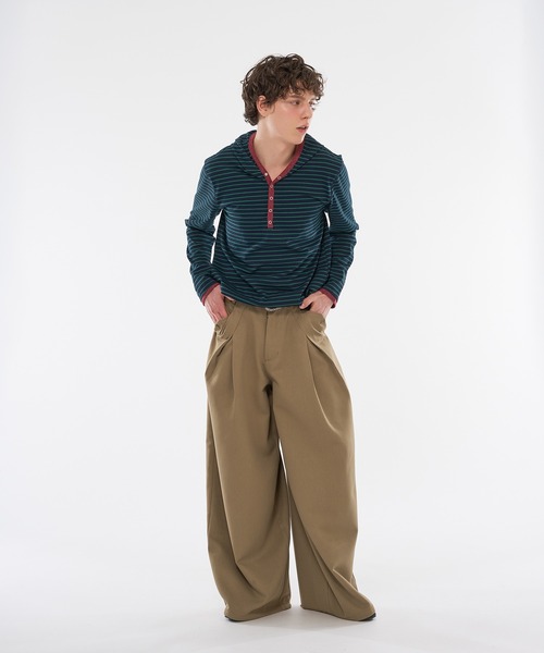 WISH FOR EVER(ウィッシュフォーエバー)の「CROSS TUCK WIDE SLACKS / クロスタックワイドスラックス(スラックス・メンズ・チャコールグレー/ベージュ/ブラウン・MEDIUM/SMALL/LARGE)」の18枚目の写真