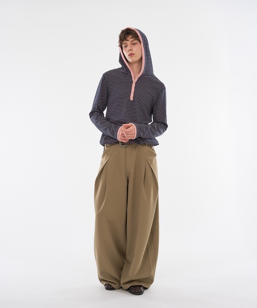 WISH FOR EVER(ウィッシュフォーエバー)の「CROSS TUCK WIDE SLACKS / クロスタックワイドスラックス(スラックス・メンズ・チャコールグレー/ベージュ/ブラウン・MEDIUM/SMALL/LARGE)」の19枚目の写真