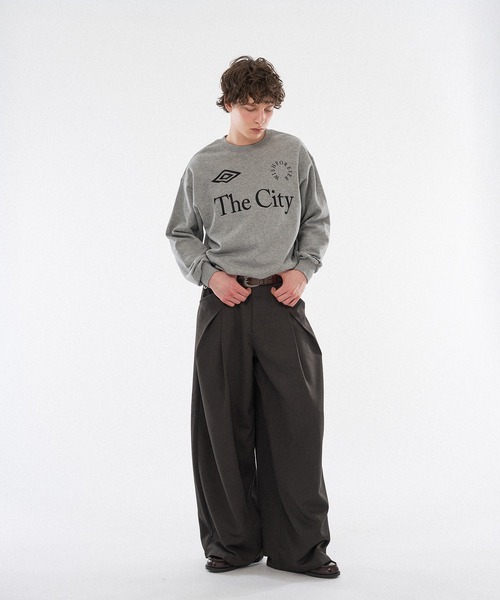 WISH FOR EVER(ウィッシュフォーエバー)の「CROSS TUCK WIDE SLACKS / クロスタックワイドスラックス(スラックス・メンズ・チャコールグレー/ベージュ/ブラウン・MEDIUM/SMALL/LARGE)」の6枚目の写真