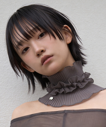 UNDERCONTROL STUDIO（アンダーコントロールスタジオ）の「夏のレースネックカバーポイント女性スカーフ NECK TUBE / ダブルプリーツレース / グレー（マフラー）」