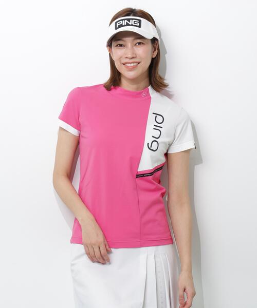 PING(ピン)の「【PING APPAREL】クイックドライバイカラー半袖カノコハイネックカットソー <PERFORMANCE> (LADIES)(Tシャツ/カットソー・レディース・ブラック/ホワイト/ピンク・L/M/LL/S)」の3枚目の写真