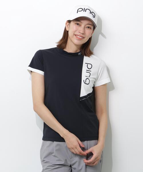 PING(ピン)の「【PING APPAREL】クイックドライバイカラー半袖カノコハイネックカットソー <PERFORMANCE> (LADIES)(Tシャツ/カットソー・レディース・ブラック/ホワイト/ピンク・L/M/LL/S)」の2枚目の写真