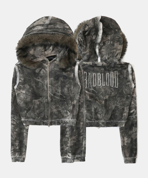 Roej Digital Faux Fur Hooded Jacket — лёгкая синтетическая куртка с меховым капюшоном, лайтер версия