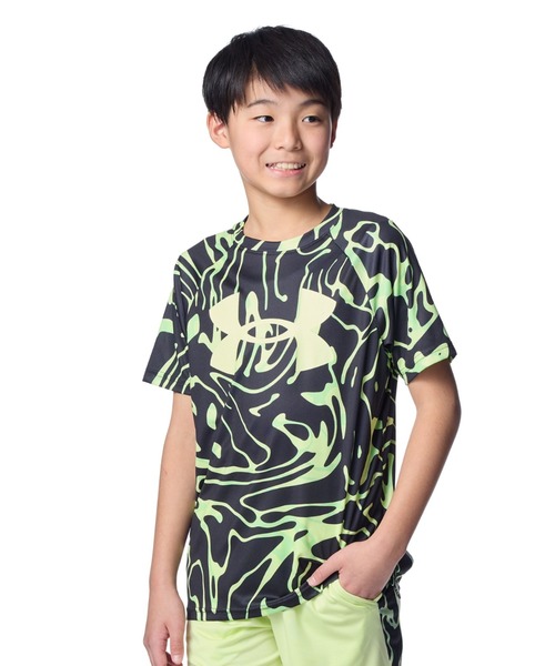 UNDER ARMOUR（アンダーアーマー）の「アンダーアーマー  UAテック ビッグロゴ プリントショートスリーブTシャツ（Tシャツ/カットソー・キッズ・アーミー/ブルー/ブラック×グレー・150cm/160cm/130cm/140cm）」の2枚目の写真