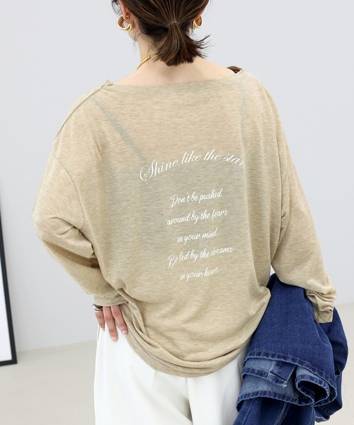Aletta vita（アレッタビータ）の「バックロゴプリントシアー長袖カットソー（Tシャツ/カットソー・レディース・ベージュ/オフホワイト・FREE）」の2枚目の写真