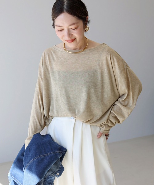 Aletta vita（アレッタビータ）の「バックロゴプリントシアー長袖カットソー（Tシャツ/カットソー・レディース・ベージュ/オフホワイト・FREE）」の9枚目の写真