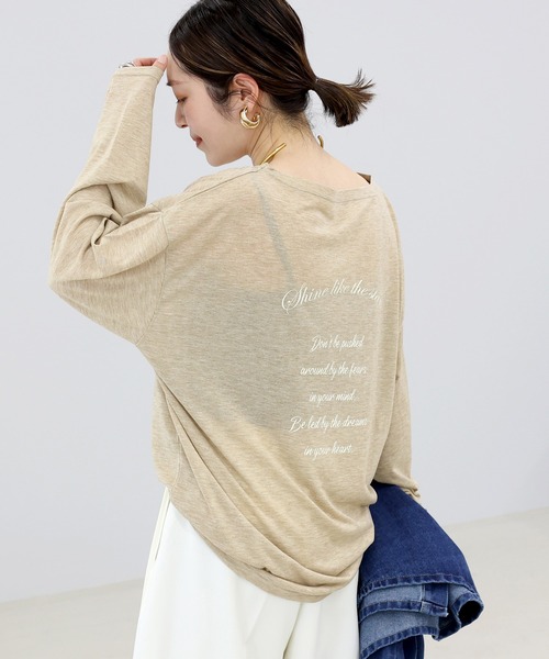 Aletta vita（アレッタビータ）の「バックロゴプリントシアー長袖カットソー（Tシャツ/カットソー・レディース・ベージュ/オフホワイト・FREE）」の7枚目の写真