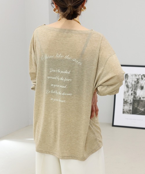 Aletta vita（アレッタビータ）の「バックロゴプリントシアー長袖カットソー（Tシャツ/カットソー・レディース・ベージュ/オフホワイト・FREE）」の5枚目の写真