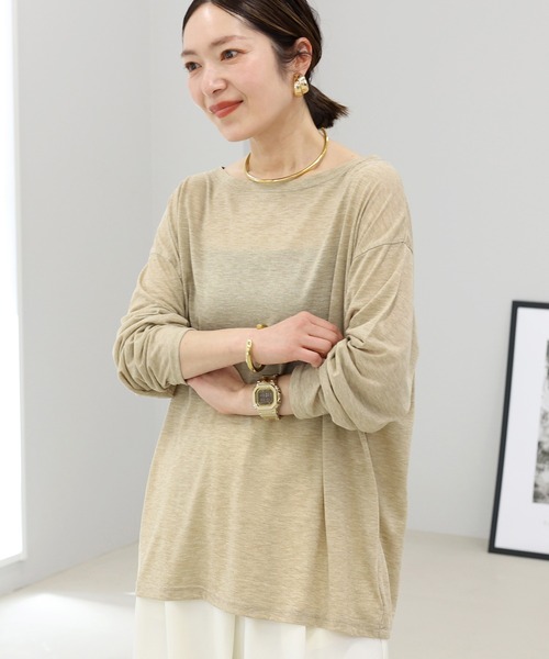 Aletta vita（アレッタビータ）の「バックロゴプリントシアー長袖カットソー（Tシャツ/カットソー・レディース・ベージュ/オフホワイト・FREE）」の3枚目の写真