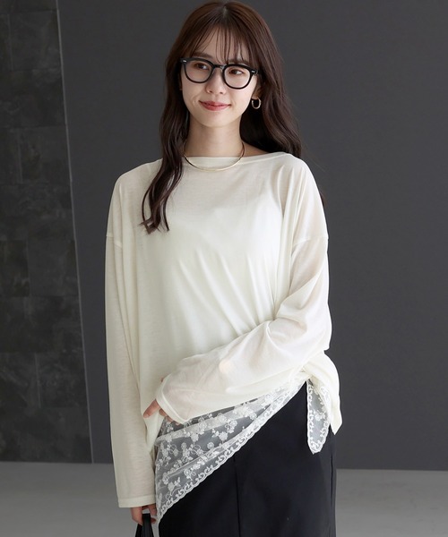Aletta vita（アレッタビータ）の「バックロゴプリントシアー長袖カットソー（Tシャツ/カットソー・レディース・ベージュ/オフホワイト・FREE）」の11枚目の写真