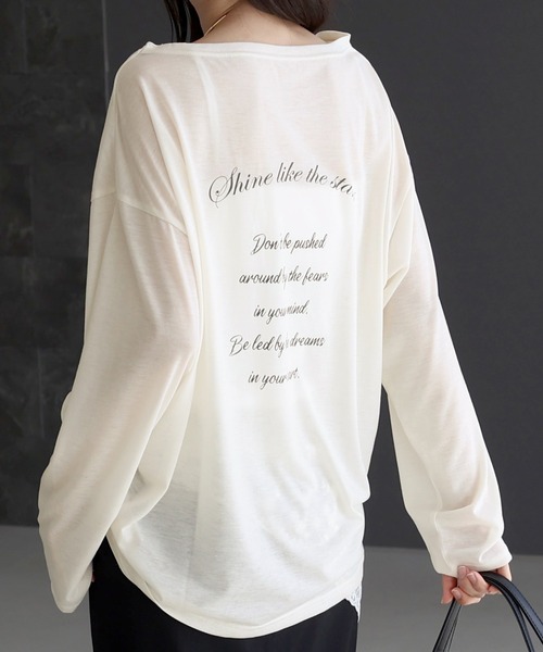 Aletta vita（アレッタビータ）の「バックロゴプリントシアー長袖カットソー（Tシャツ/カットソー・レディース・ベージュ/オフホワイト・FREE）」の12枚目の写真